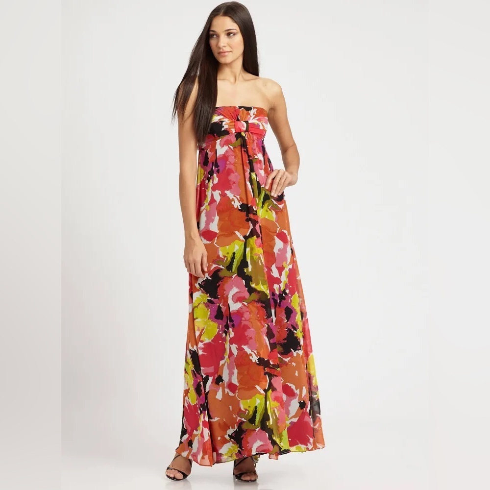 Trina Turk Lynde Silk Bouquet-print Maxi Dress, size 6